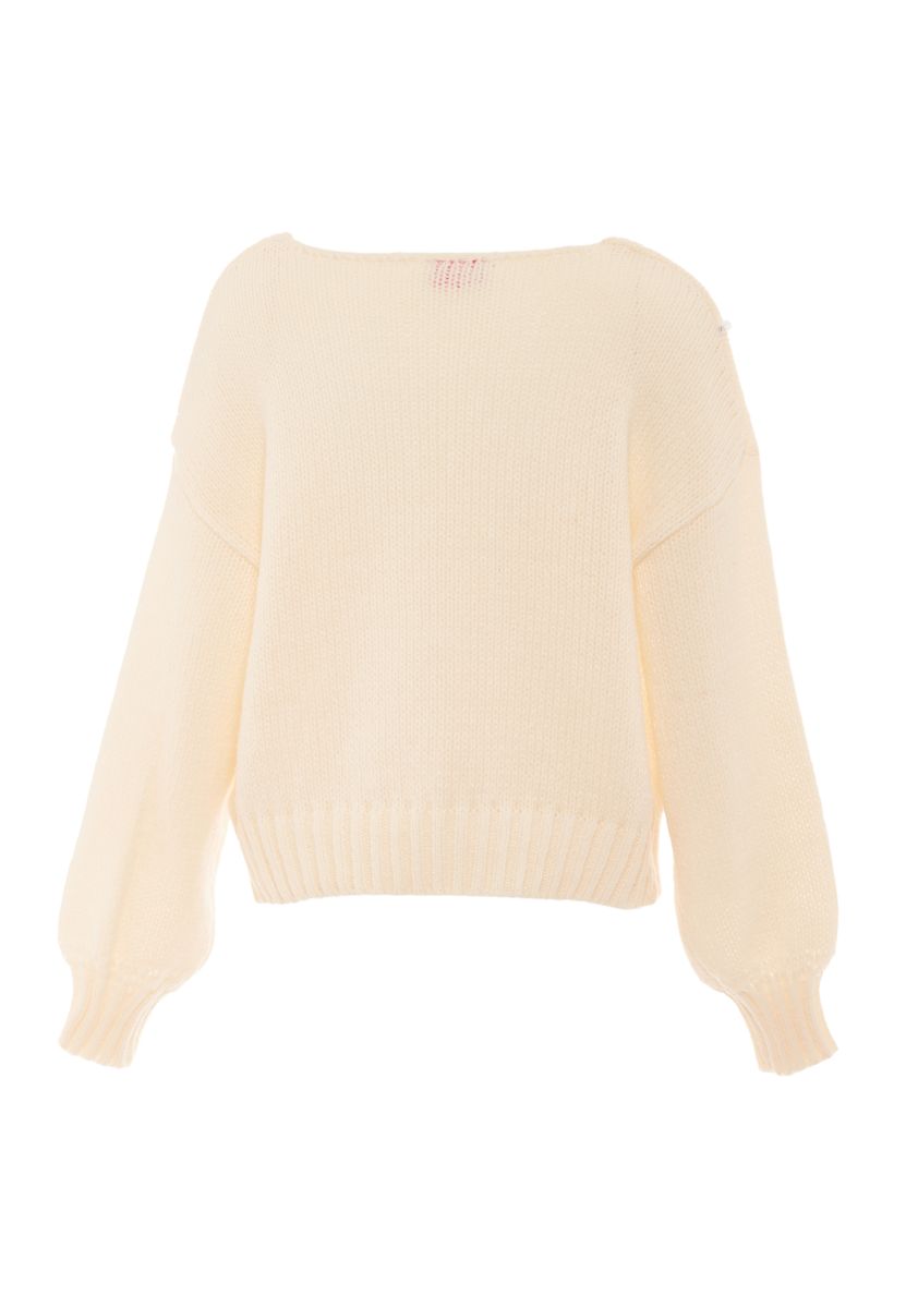 Weicher Strickpullover mit V-Ausschnitt