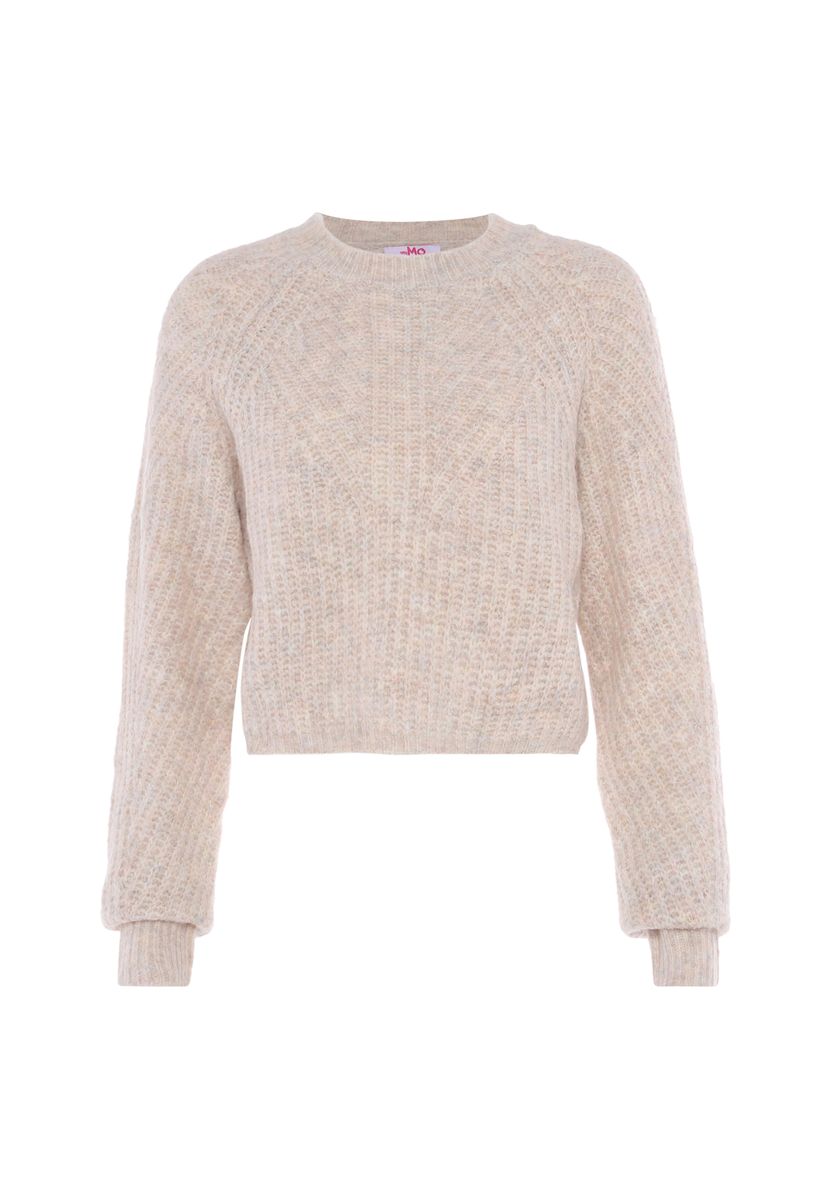 Kurzer Strukturierter Rundhals-Strickpullover