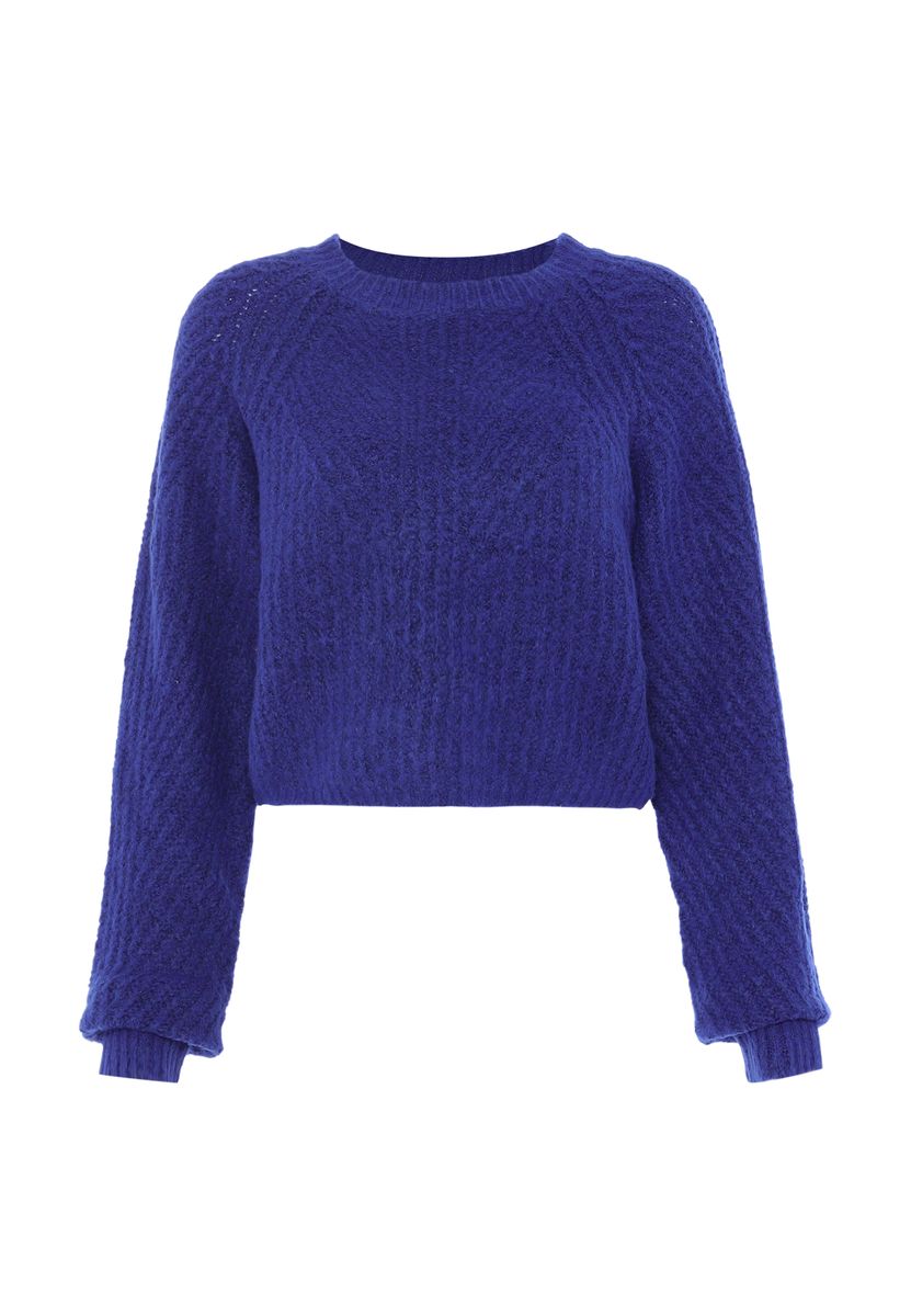 Strukturierter verkürzter Strickpullover