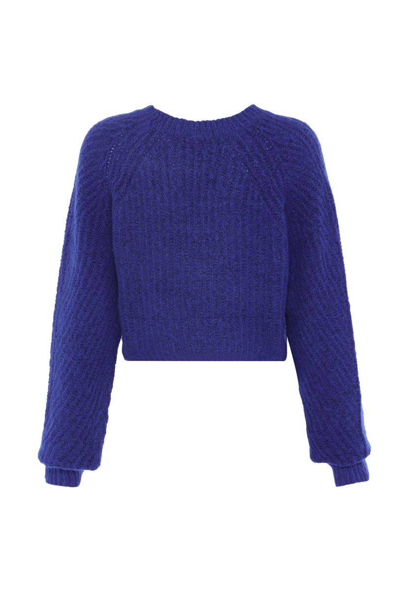 Strukturierter verkürzter Strickpullover