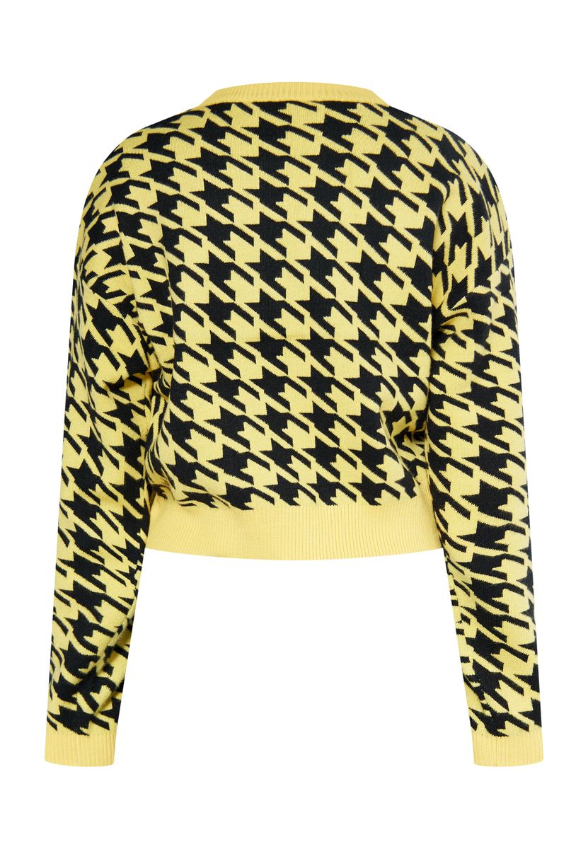 Verkürzter Strickpullover mit Hahnentrittmuster