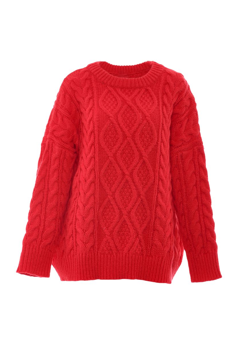 Gemütlicher Oversize-Zopfstrickpullover