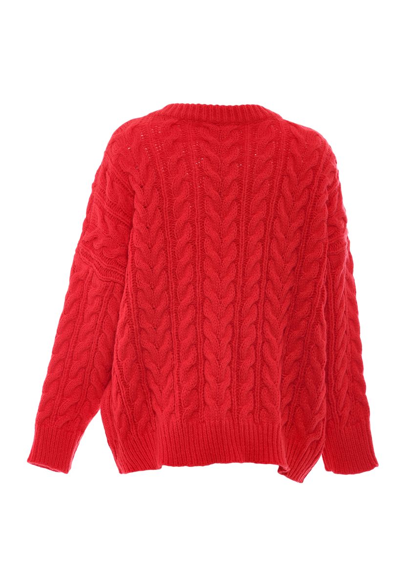 Gemütlicher Oversize-Zopfstrickpullover