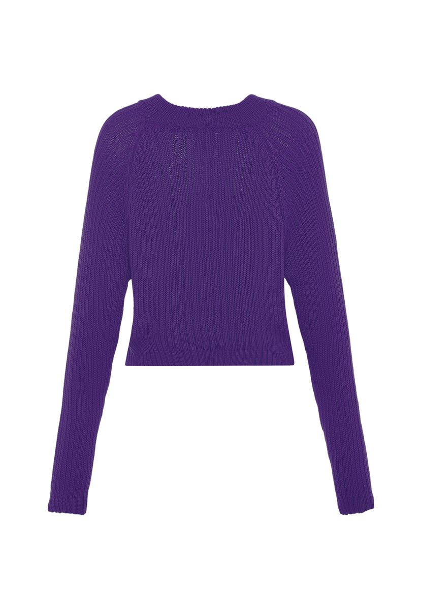 Gerippter Raglan-Pullover mit V-Ausschnitt