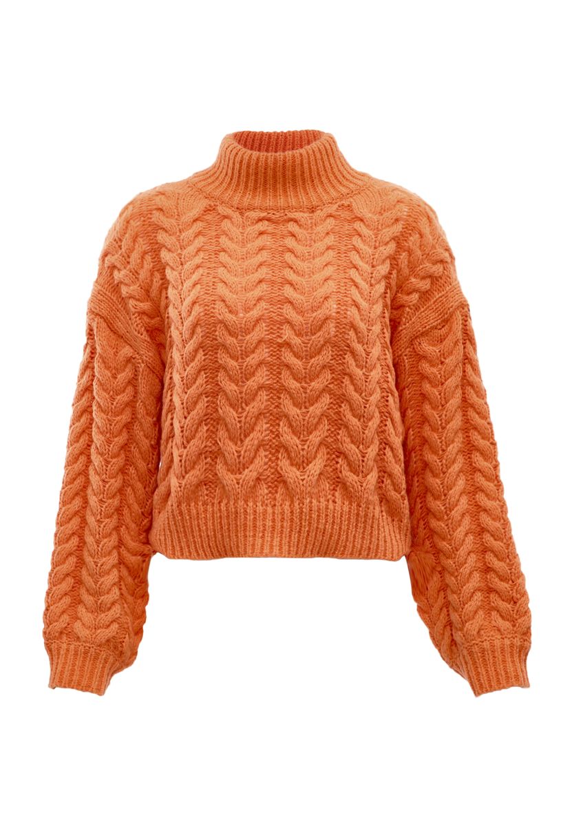 Kuscheliger Zopfstrickpullover mit Stehkragen