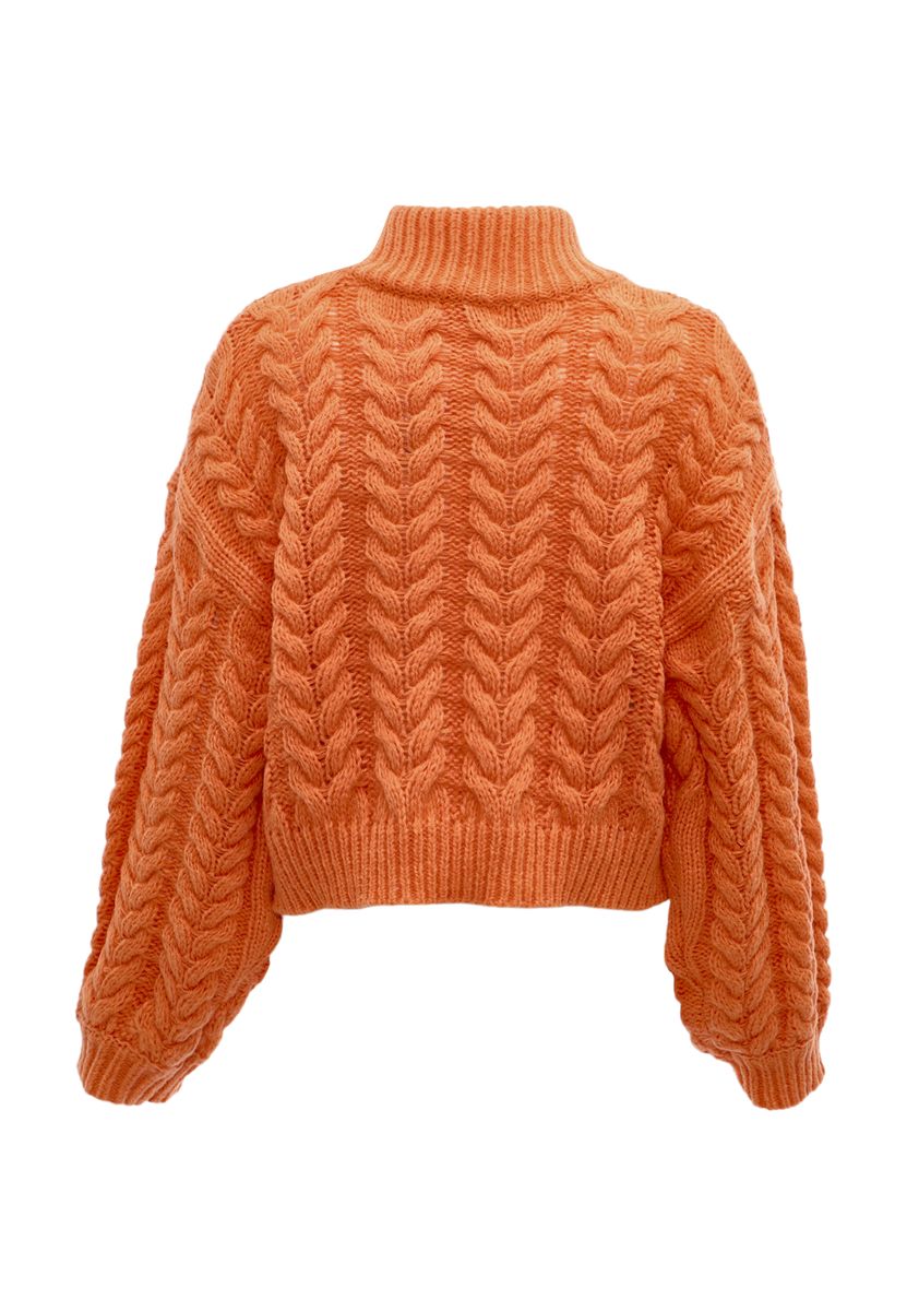 Kuscheliger Zopfstrickpullover mit Stehkragen
