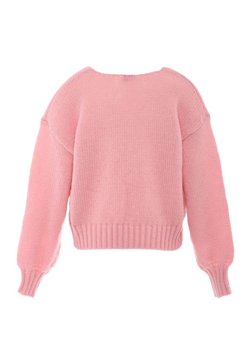 Weicher V-Ausschnitt Strickpullover