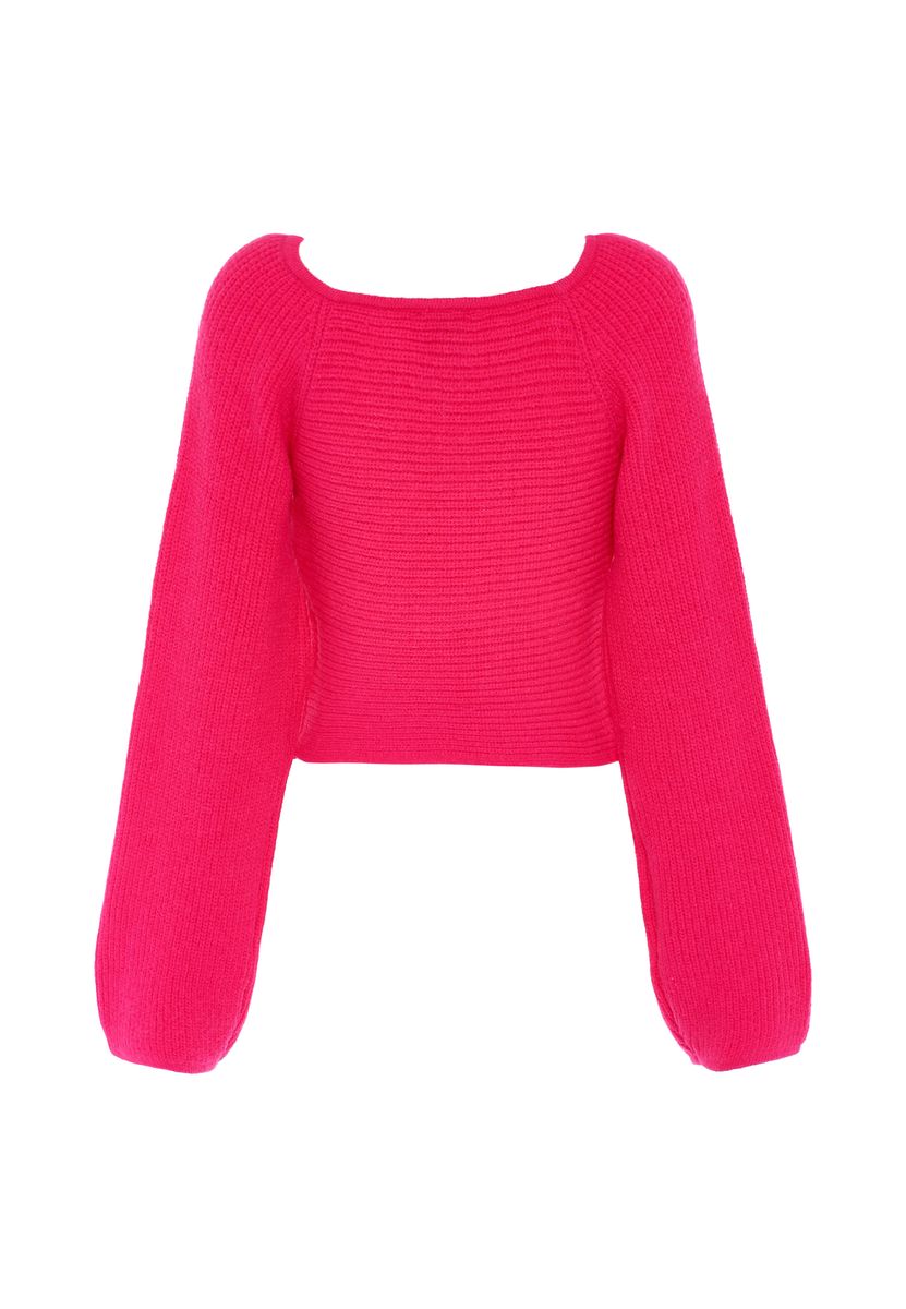 Kurzer Strickpullover mit Herzausschnitt