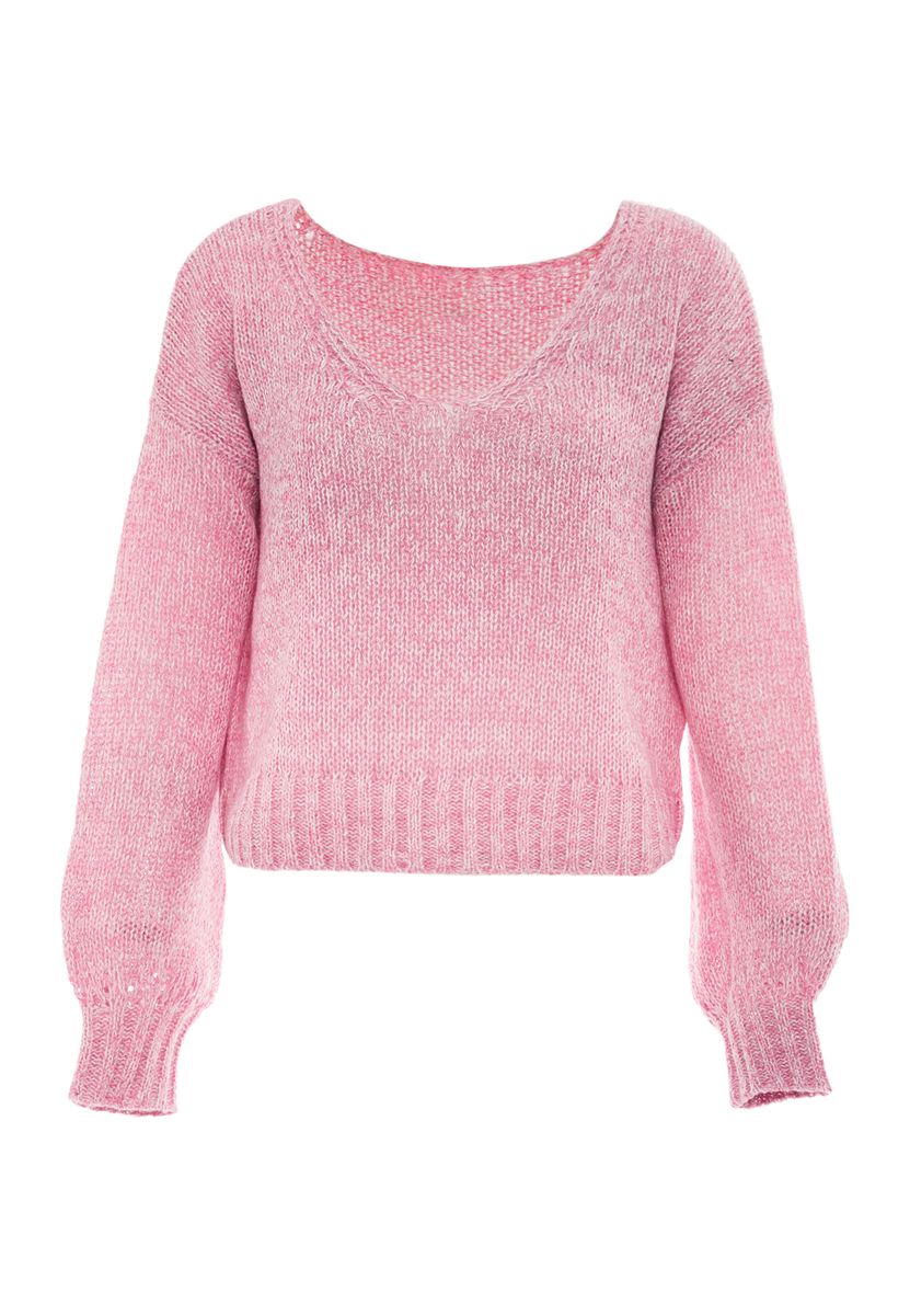 Strickpullover mit Ballonärmeln