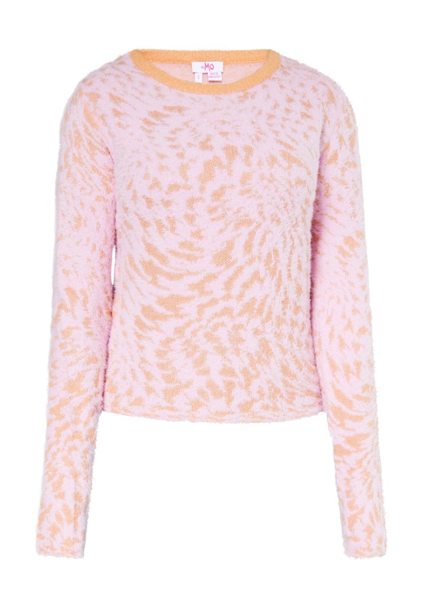 Flauschiger Jacquard-Pullover mit Tiermuster