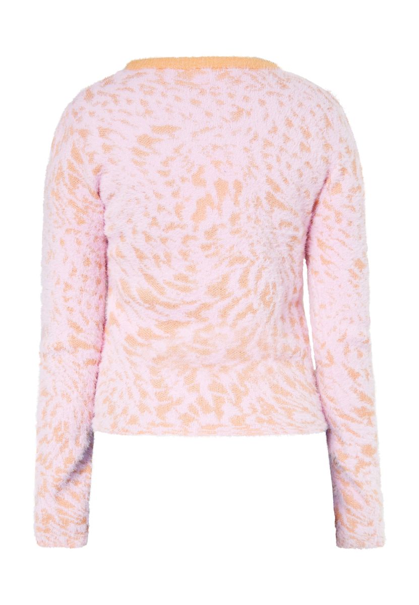 Flauschiger Jacquard-Pullover mit Tiermuster