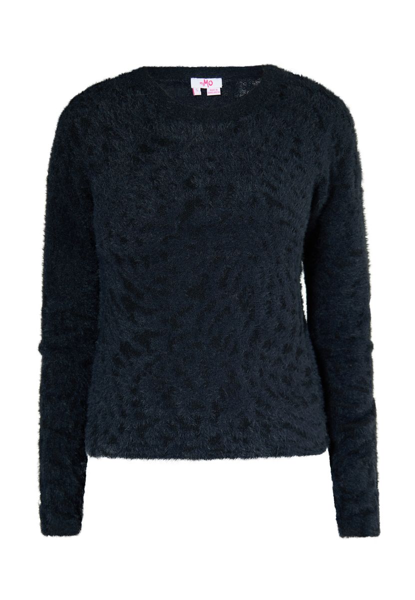 Flauschiger Strickpullover mit Tiermuster