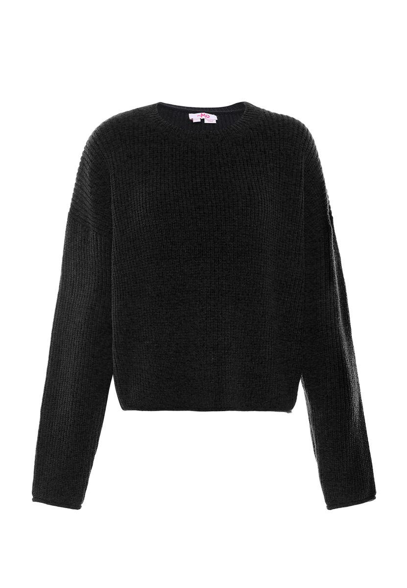 Strukturierter Verkürzter Strickpullover
