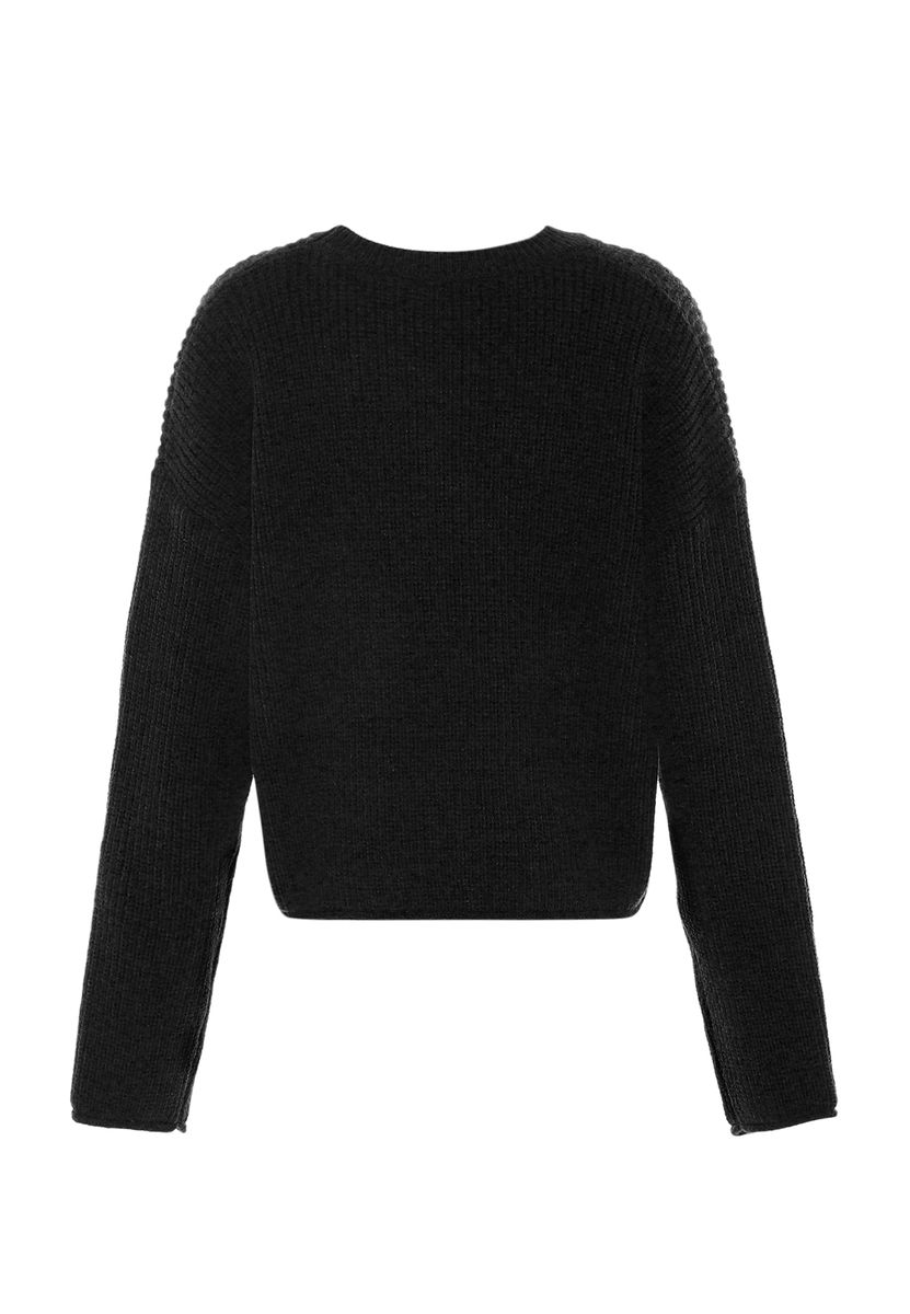 Strukturierter Verkürzter Strickpullover
