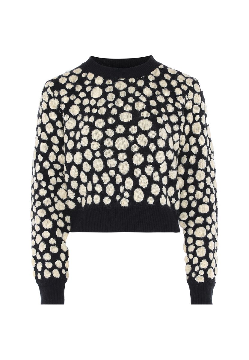 Kurz geschnittener Pullover mit Punktemuster