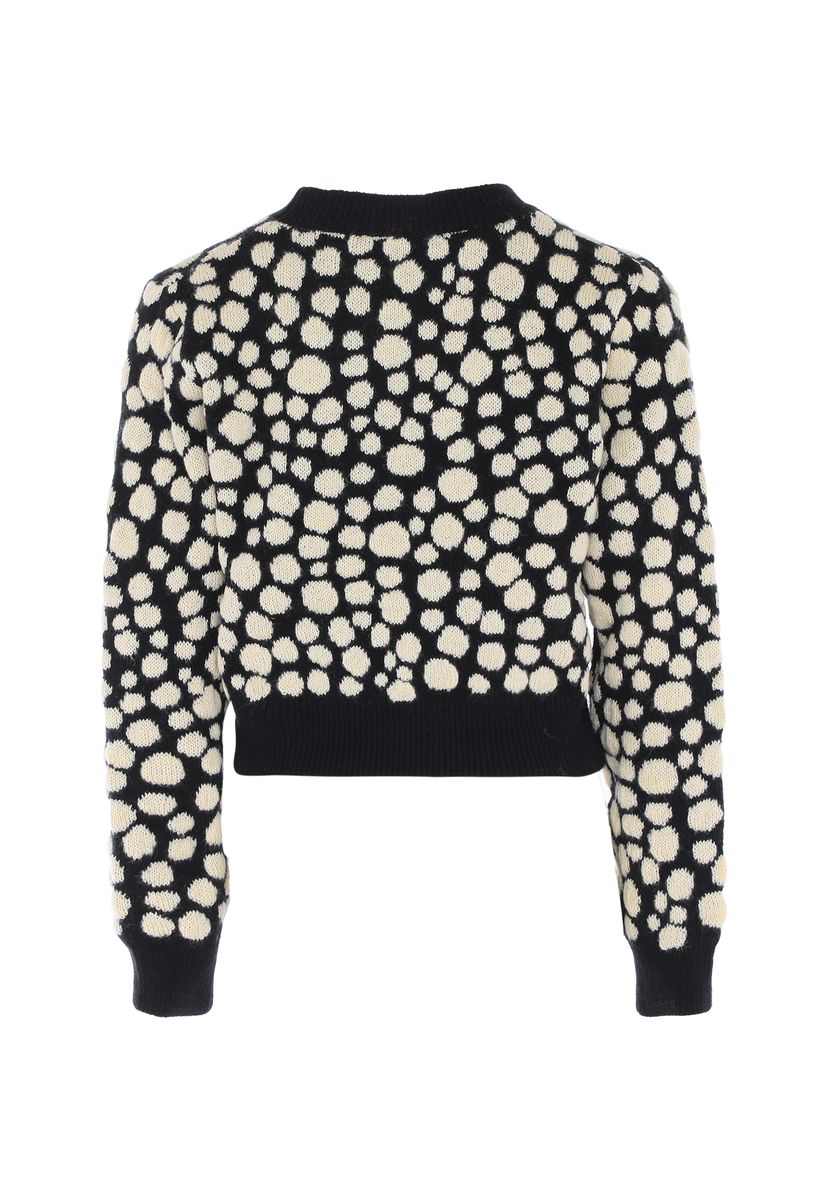 Kurz geschnittener Pullover mit Punktemuster