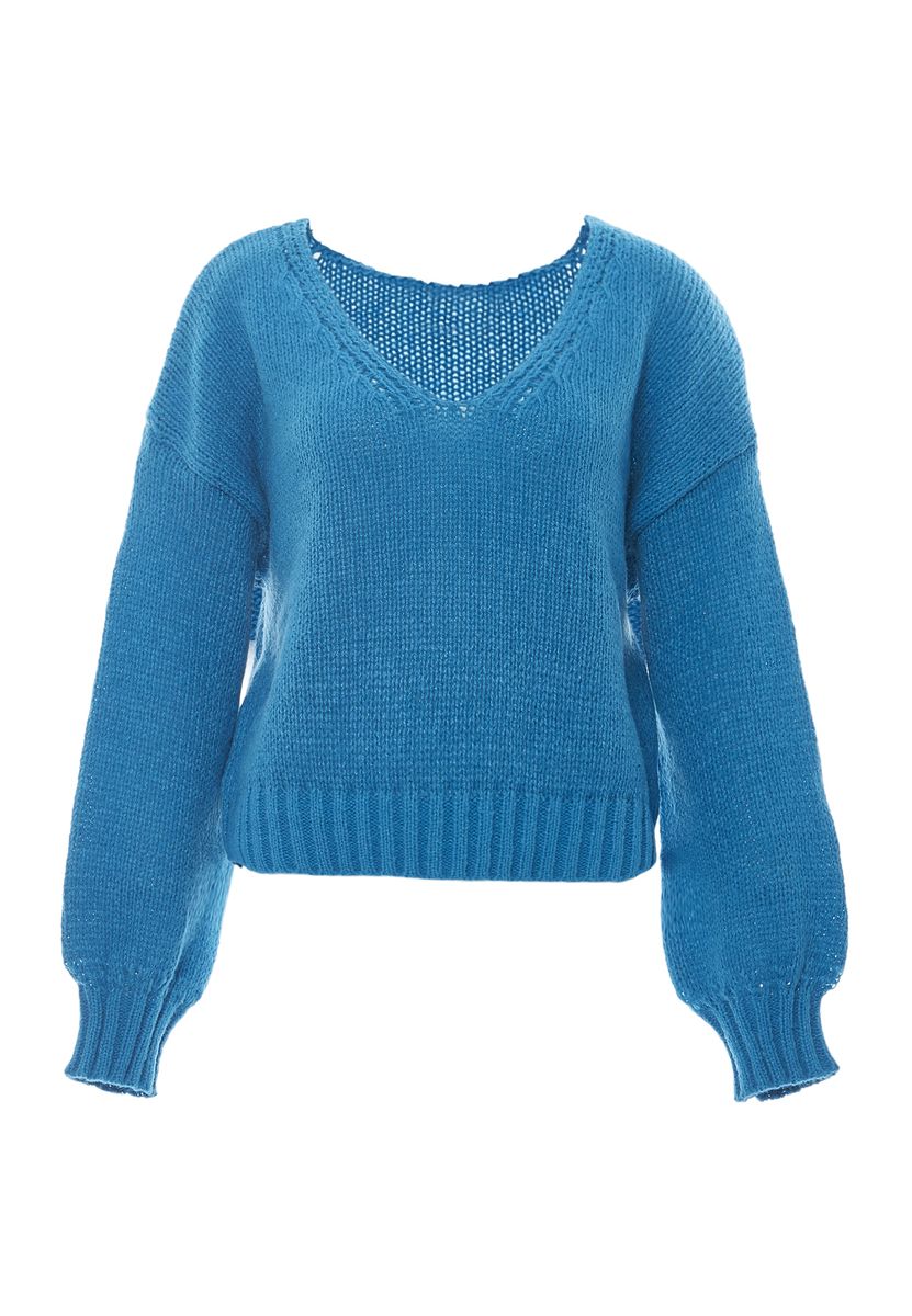 Weicher Strickpullover mit V-Ausschnitt