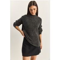 Oversized Rippstrick-Pullover mit Rundhalsausschnitt