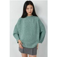 Oversized Strukturstrick-Pullover mit Rundhalsausschnitt