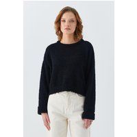 Oversized Plüschpullover mit Rundhalsausschnitt