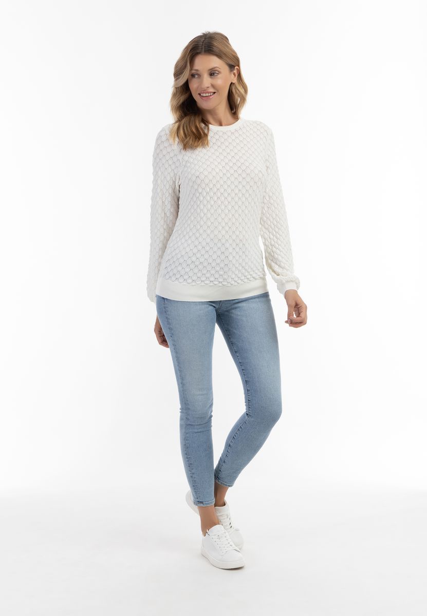 Strickpullover mit Schuppenmuster und Rippstrickbündchen