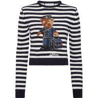 Gestreifter Pullover mit Teddy-Stickerei