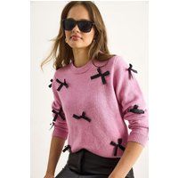 Strickpullover mit Schleifen-Applikationen