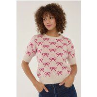 Kurzarm-Stricktop mit Schleifenmuster