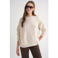 Strukturierter Strickpullover mit Wellenmuster