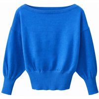 Rippstrickpullover mit U-Boot-Ausschnitt