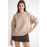 Relaxter Strickpullover mit Zopfmuster