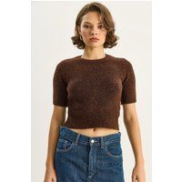 Kurzärmeliger Strickpullover in Cropped-Optik