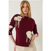 Herz-Strickpullover mit Fransendetails