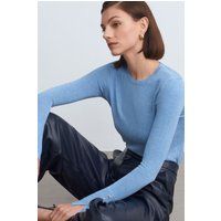 Feinstrick-Ripppullover mit Rundhalsausschnitt