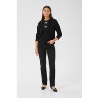Lockerer Strickpullover mit Perlen-Schleifen