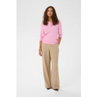 Geripptes Kurzarm-Strick-Poloshirt
