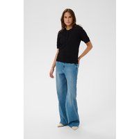 Kurzarm-Strukturstricktop mit Henley-Ausschnitt