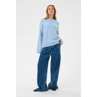 Lockerer Strickpullover mit Kontraststreifen