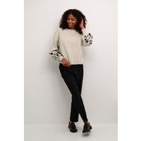 Oversized-Strickpullover mit Blumenstickerei