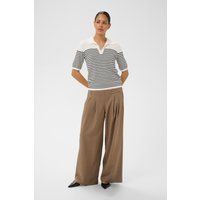 Gestreiftes Strick-Poloshirt mit Halbarm