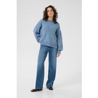 Lockerer Melange-Pullover mit Rundhalsausschnitt