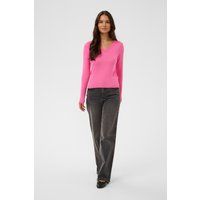 Gerippter V-Ausschnitt Slim-Fit Pullover
