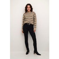Gestreifter Strickpullover mit Rundhalsausschnitt