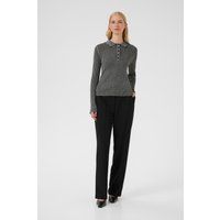 Gerippter Metallic-Polo-Strickpullover