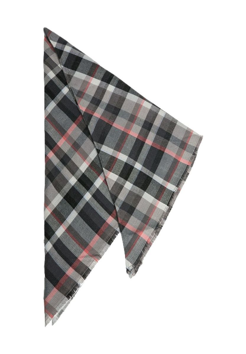 Karierter Oversize-Wickelschal mit Fransen