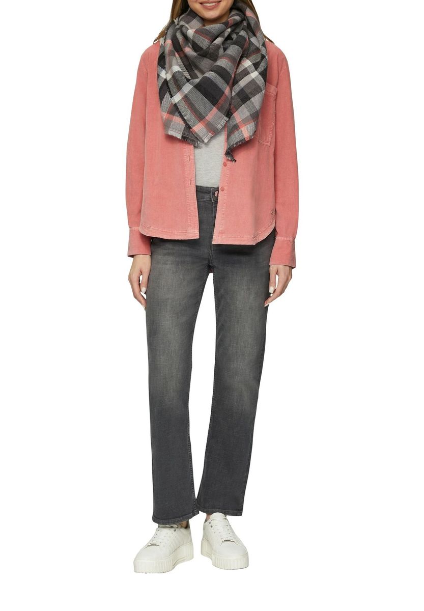 Karierter Oversize-Wickelschal mit Fransen