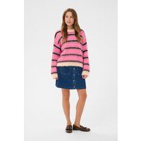 Gestreifter flauschiger Oversize-Strickpullover