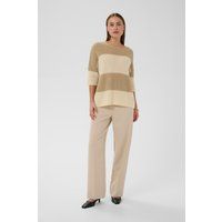 Gestreifter Strickpullover mit Ellbogenärmeln