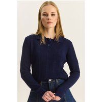 Strukturierter Strickpullover mit Polokragen