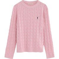 Zopfstrick-Pullover aus Baumwolle mit Rundhals